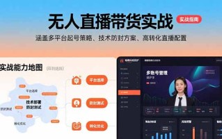 无人直播带货实战，涵盖多平台起号策略、技术防封方案、高转化直播配置