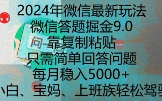 2024年微信最新玩法，微信答题掘金9.0玩法出炉，靠复制粘贴，只需简单回答问题，每月稳入5k【揭秘】