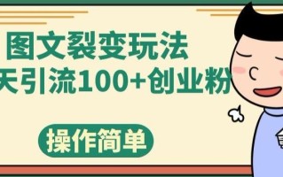 图文裂变玩法，每天引流100+创业粉，操作简单