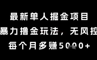 最新单人掘金项目，暴力撸金玩法，无风控，每个月多挣5k+【揭秘】