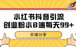 小红书抖音创业粉，小B端粉自热 日引99+的一个玩法【揭秘】
