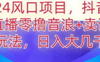 2024风口项目，抖音无人主播撸音浪+卖课程玩法，日入大几千【揭秘】