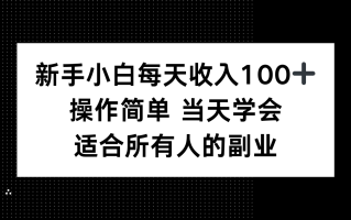 新手小白每天收入100+，操作简单 当天学会 ，适合所有人的副业