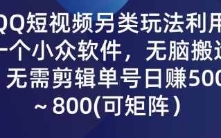 (9492期)QQ短视频另类玩法，利用一个小众软件，无脑搬运，无需剪辑单号日赚500～…