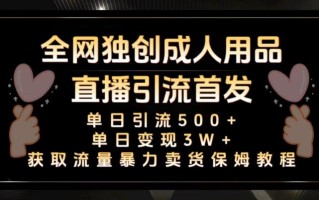 全网独创真人主播+无人直播单日引流500+，橙人用品暴力卖货单日变现3W+保姆似教学2.0【揭秘】