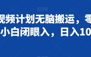 中视频计划无脑搬运，零门槛，小白闭眼入，日入1000+