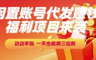 福利项目来袭，闲置账号代发挣钱，动动手指，一天也能搞三位数【揭秘】
