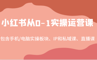 小红书从0-1实操运营课，包含手机/电脑实操板块、IP和私域课、直播课(97节)