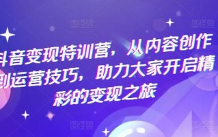 抖音变现特训营，从内容创作到运营技巧，助力大家开启精彩的变现之旅