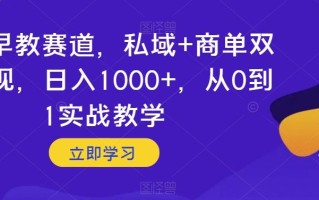 婴儿早教赛道，私域+商单双重变现，日入1000+，从0到1实战教学【揭秘】