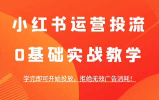 小红书运营投流，0基础实战教学，学完即可开始投放，拒绝无效广告消耗！