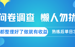 问卷调查 懒人勿扰 问卷都整理好了，做就有收益，熟练后日入300+