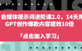 AI自媒体提示词进阶课2.0，14天用 GPT创作爆款内容提效10倍