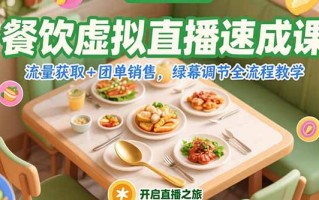 餐饮虚拟直播速成课，流量获取+团单销售，绿幕调节全流程教学