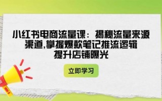 小红书电商流量课：揭秘流量来源渠道,掌握爆款笔记推流逻辑,提升店铺曝光