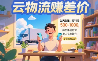 云物流赚差价 当天到账纯利润500-1000 两部手机即可 可单人在家操作 小…