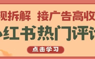 小红书热门评论，变现拆解，接广告高收入【揭秘 】