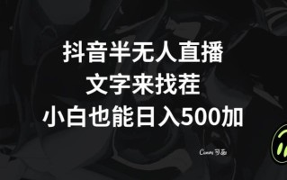 抖音半无人直播，文字来找茬小游戏，每天收益500+【揭秘】