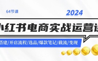2024小红书电商实战运营课：账号搭建/开店流程/选品/爆款笔记/截流/变现