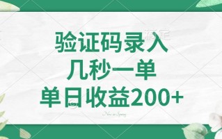 验证码录入，几秒一单，单日收益200+