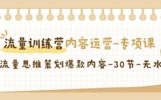 流量训练营之内容运营-专项课，用流量思维策划爆款内容-30节-无水印