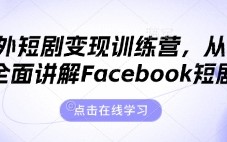 海外短剧变现训练营，从0-1全面讲解Facebook短剧