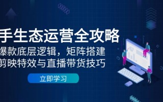 快手生态运营全攻略：爆款底层逻辑，矩阵搭建，剪映特效与直播带货技巧