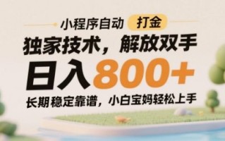 小程序自动打金独家技术，解放双手日入8张，长期稳定靠谱，小白宝妈轻松上手【揭秘】