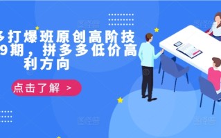 拼多多打爆班原创高阶技术第39期，拼多多低价高利方向