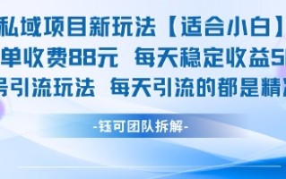 私域项目新玩法【适合小白】 一单收费88.每天稳定收益几张