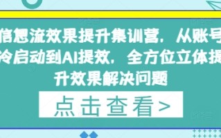 信息流效果提升集训营，从账号冷启动到AI提效，全方位立体提升效果解决问题