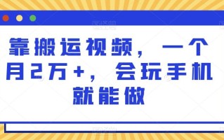 靠搬运视频，一个月2万+，会玩手机就能做