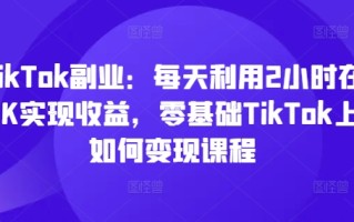 TikTok副业：每天利用2小时在TK实现收益，零基础TikTok上如何变现课程