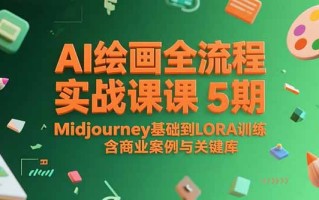 AI绘画全流程实战课5期，Midjourney基础到LORA训练，含商业案例与关键词库