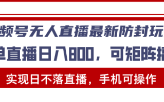 视频号无人直播最新防封玩法，实现日不落直播，手机可操作，单直播日入…