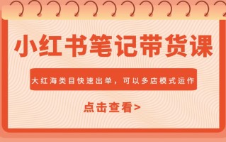 小红书笔记带货课，大红海类目快速出单，市场大，可以多店模式运作(更新)