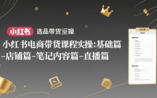 小红书电商带货课程实操：基础篇-选品篇-店铺篇-笔记内容篇-直播篇