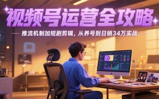 2025视频号运营全攻略，推流机制加短剧剪辑，从养号到日销34万实战