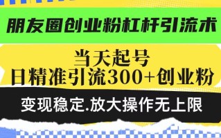 朋友圈创业粉杠杆引流术，投产高轻松日引300+创业粉，变现稳定.放大操…