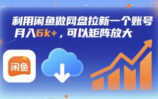 利用闲鱼做网盘拉新一个账号，月入6k+，可以矩阵放大