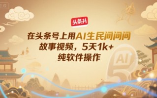 在头条号上用AI生民间故事视频，5天1k+，纯软件操作