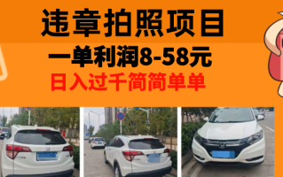 最强副业，违章拍照，一单利润8-58元，全国大小城市都可做