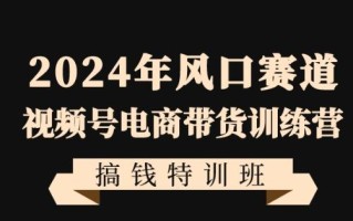 2024年风口赛道视频号电商带货训练营搞钱特训班，带领大家快速入局自媒体电商带货