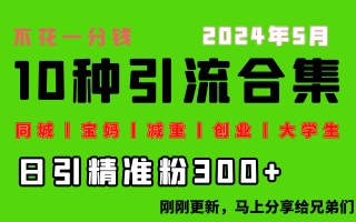 0投入，每天搞300+“同城、宝妈、减重、创业、大学生”等10大流量！