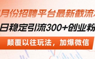 招聘平台最新截流术，日稳定引流300+创业粉，颠覆以往玩法 加爆微信