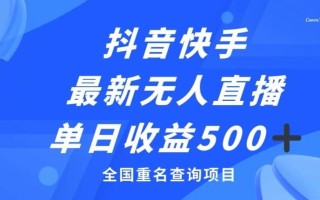 抖音快手最新无人直播变现，全国重名查询项目，日赚500+