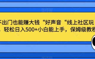 不出门也能赚大钱“好声音“线上社区玩法，轻松日入500+小白能上手，保姆级教程【揭秘】