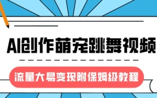最新风口项目，AI创作萌宠跳舞视频，流量大易变现，附保姆级教程