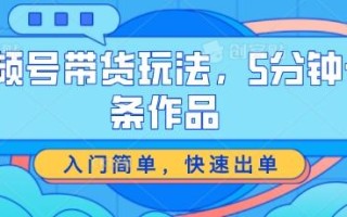 视频号带货玩法，5分钟一条作品，入门简单，快速出单【揭秘】