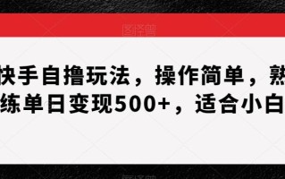 快手自撸玩法，操作简单，熟练单日变现500+，适合小白【揭秘】